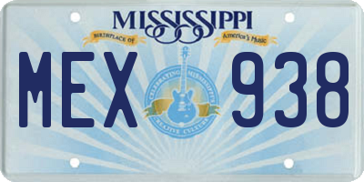 MS license plate MEX938