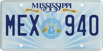 MS license plate MEX940