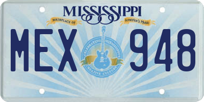 MS license plate MEX948