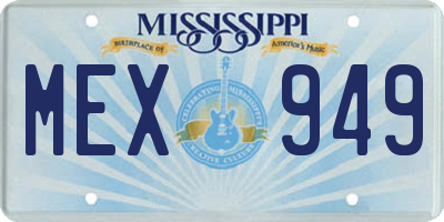 MS license plate MEX949