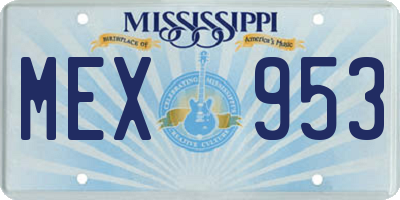 MS license plate MEX953