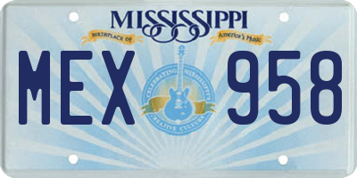 MS license plate MEX958