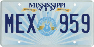 MS license plate MEX959