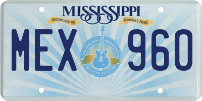 MS license plate MEX960
