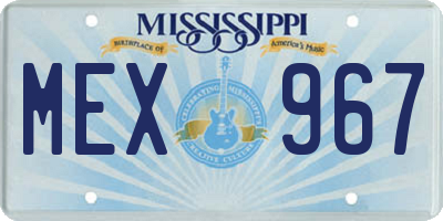 MS license plate MEX967