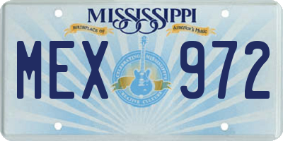 MS license plate MEX972