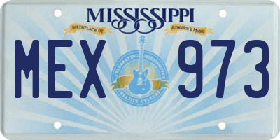 MS license plate MEX973