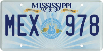MS license plate MEX978