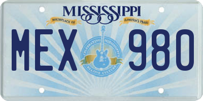 MS license plate MEX980