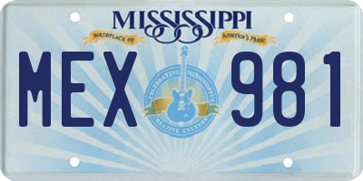 MS license plate MEX981