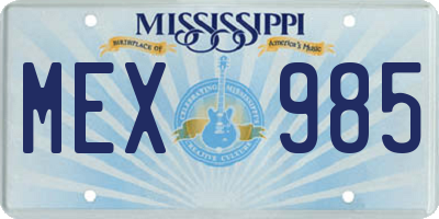 MS license plate MEX985