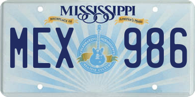 MS license plate MEX986