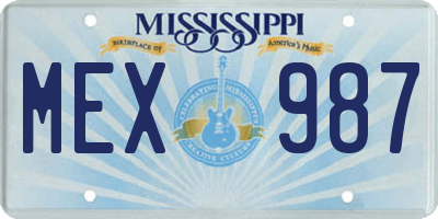 MS license plate MEX987