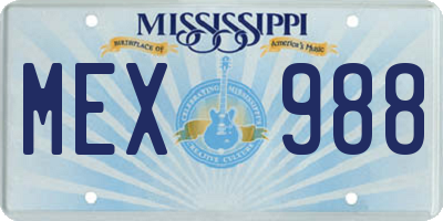 MS license plate MEX988