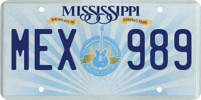 MS license plate MEX989