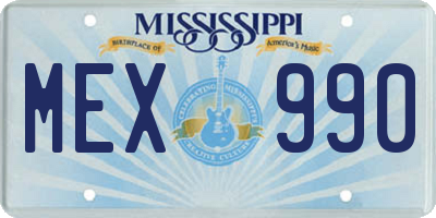 MS license plate MEX990