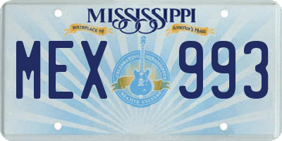 MS license plate MEX993