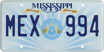 MS license plate MEX994