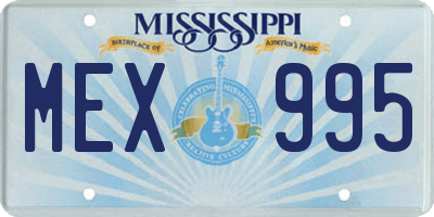 MS license plate MEX995