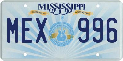 MS license plate MEX996