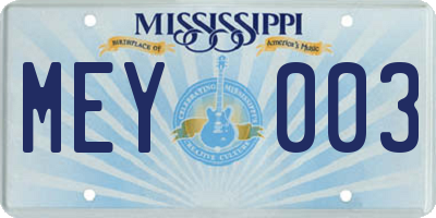 MS license plate MEY003