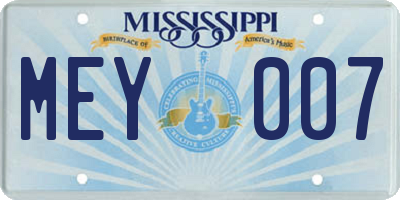 MS license plate MEY007