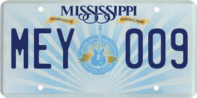 MS license plate MEY009