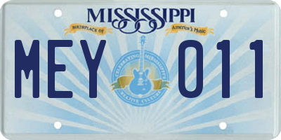 MS license plate MEY011