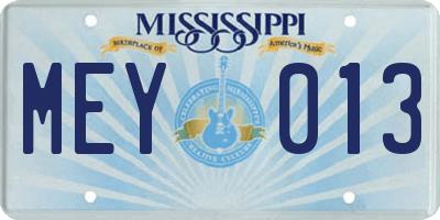 MS license plate MEY013