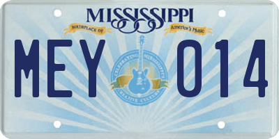 MS license plate MEY014
