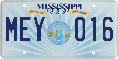 MS license plate MEY016