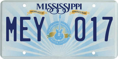 MS license plate MEY017