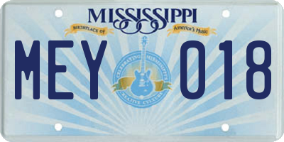 MS license plate MEY018