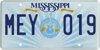 MS license plate MEY019