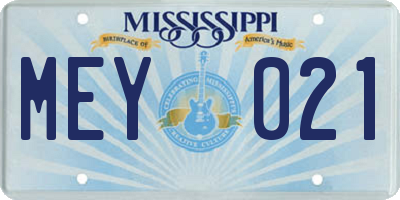 MS license plate MEY021