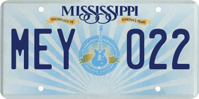 MS license plate MEY022