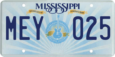 MS license plate MEY025