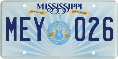 MS license plate MEY026