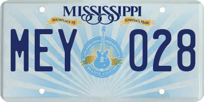MS license plate MEY028