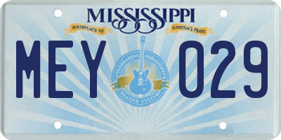 MS license plate MEY029