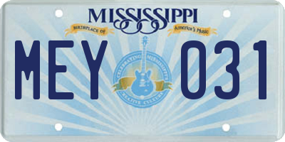 MS license plate MEY031
