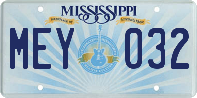 MS license plate MEY032