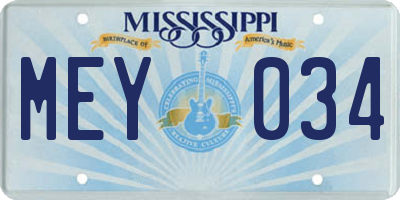 MS license plate MEY034