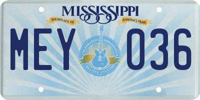 MS license plate MEY036