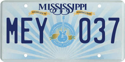 MS license plate MEY037