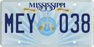 MS license plate MEY038