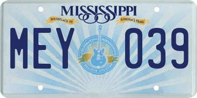MS license plate MEY039