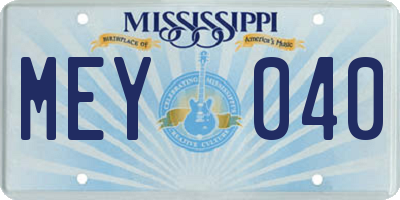 MS license plate MEY040