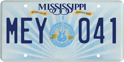 MS license plate MEY041