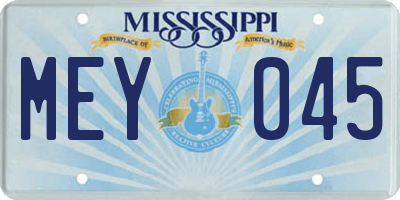 MS license plate MEY045